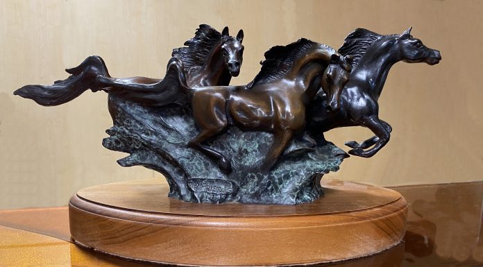 Snell Johnson My Friends II horse horses equine running horses western bronze sculpture