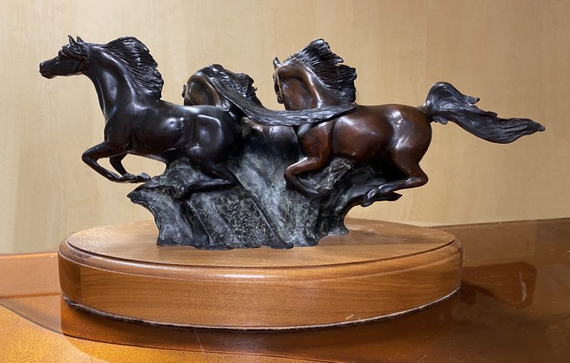 Snell Johnson My Friends II horse horses equine running horses western bronze sculpture back