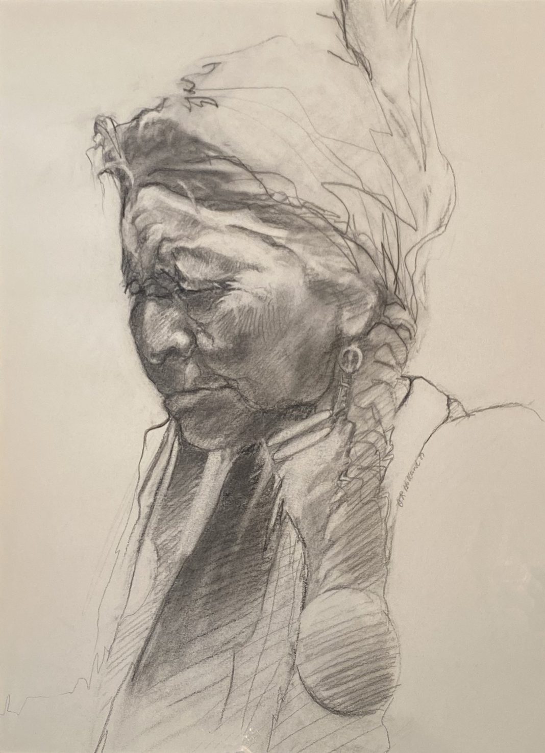 G.R. Holland Grandmother Native American Indian portrait drawing pencil painting
