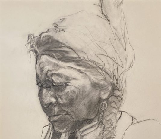 G.R. Holland Grandmother Native American Indian portrait drawing pencil painting