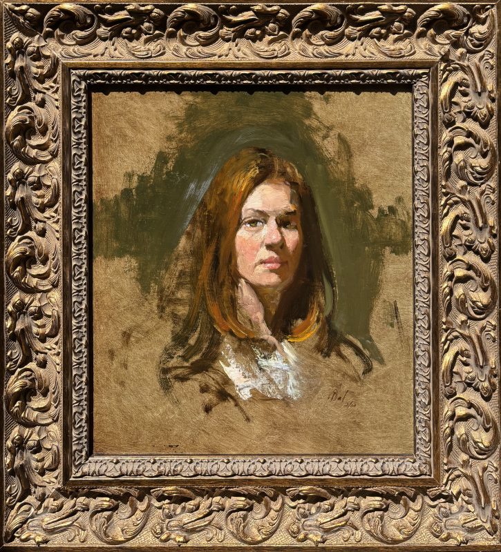 David Leffel Sarah portrait figure figurative woman female impressionistic oil painting framed