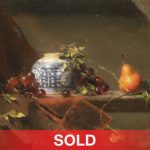 David Leffel Still Life With Red Pair And Chinese Vase original oil painting fruit vase grapes