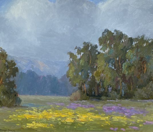 Michael Dancer Stormy Evening cloud mountain trees flowers western landscape oil painting