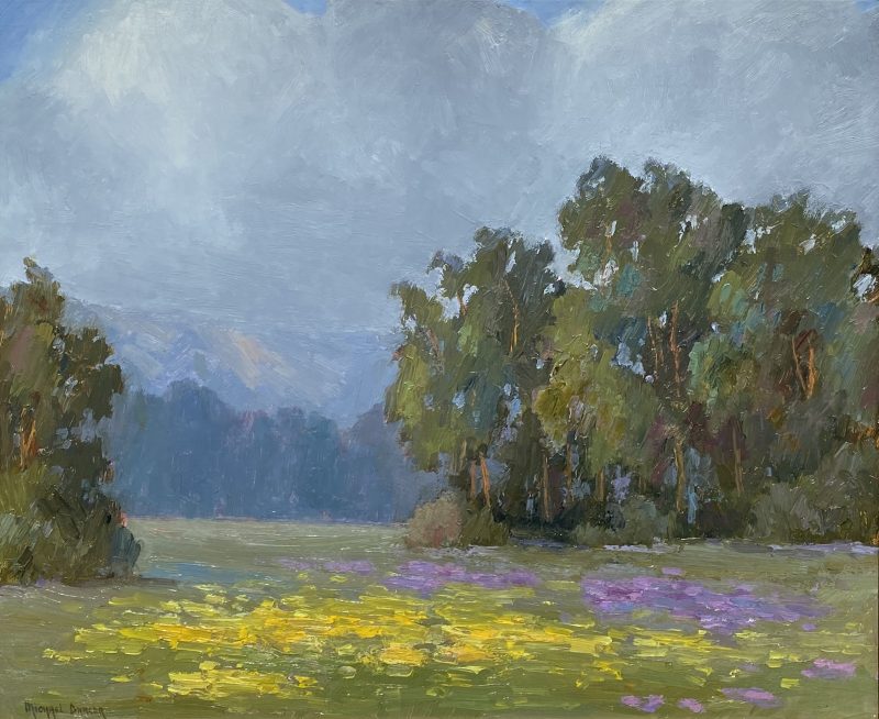 Michael Dancer Stormy Evening cloud mountain trees flowers western landscape oil painting
