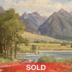 Ralph Oberg Along The Yellowstone River Wyoming Montana mountains river stream river trees western landscape oil painting sold