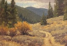 Ralph Oberg Back Roads mountain trail road ate trees mountains western landscape oil painting