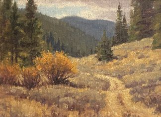 Ralph Oberg Back Roads mountain trail road ate trees mountains western landscape oil painting