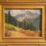 Ralph Oberg Bear Mountain pine trees mountains grass western landscape oil painting framed