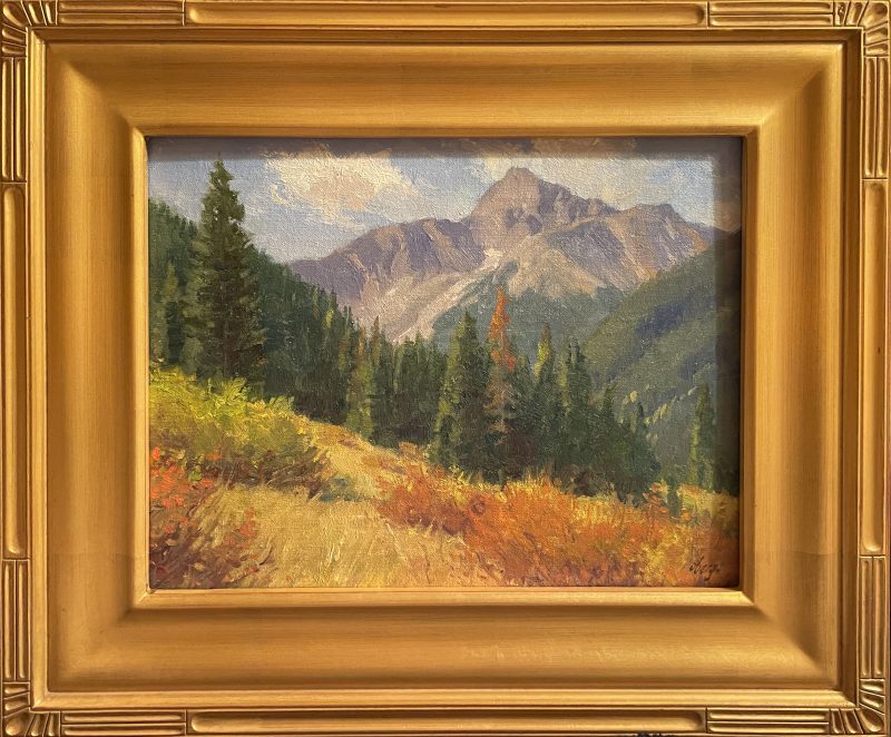 Ralph Oberg Bear Mountain pine trees mountains grass western landscape oil painting framed