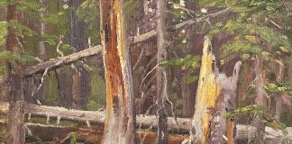 Ralph Oberg Deep In The Forest trees grass western landscape oil painting