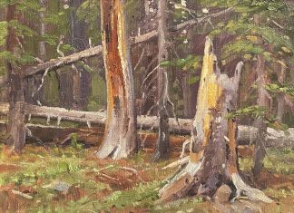 Ralph Oberg Deep In The Forest trees grass western landscape oil painting