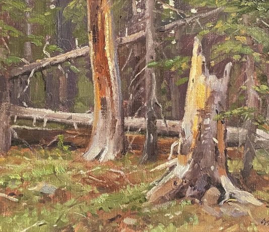 Ralph Oberg Deep In The Forest trees grass western landscape oil painting