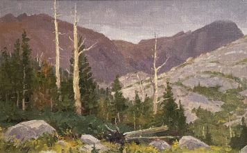 Ralph Oberg Mountain Monsoons western landscape oil painting pine trees mountains rocks