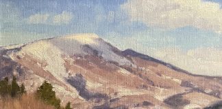 Ralph Oberg Near Clark Colorado snow mountains trees western landscape oil painting