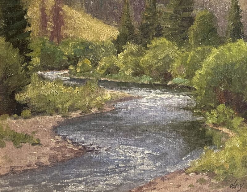 Ralph Oberg North Fork river stream brook rapids western landscape oil painting