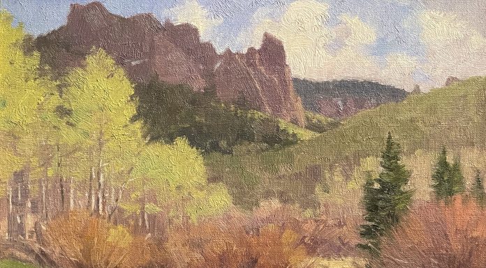 Ralph Oberg Silver Jack Afternoon mountain trees grass western landscape oil painting