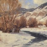 Ralph Oberg Winter Along The Creek snow river stream brook mountain trees western landscape oil painting
