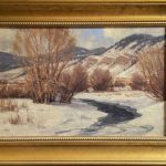 Ralph Oberg Winter Along The Creek snow river stream brook mountain trees western landscape oil painting framed