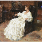 Ramon Kelley Nora In Antique White female woman portrait figure house home pastel painting