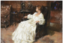 Ramon Kelley Nora In Antique White female woman portrait figure house home pastel painting
