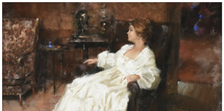 Ramon Kelley Nora In Antique White female woman portrait figure house home pastel painting