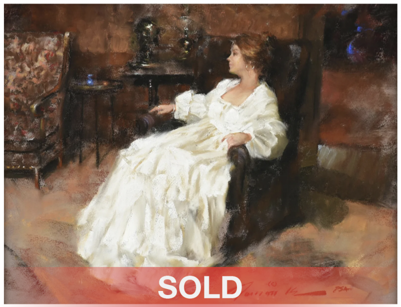 Ramon Kelley Nora In Antique White female woman portrait figure house home pastel painting