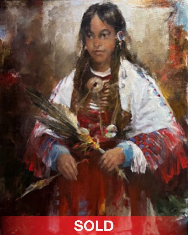 Ramon Kelley Dressed For The Dance Native American Indian girl woman portrait western oil painting
