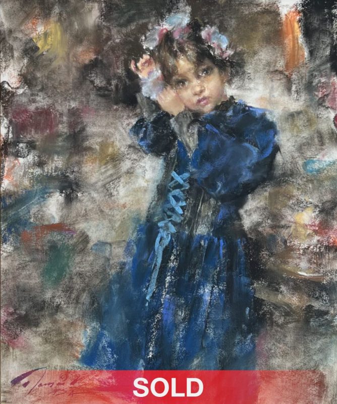 Ramon Kelley Little Girl In Blue figure figurative portrait pastel painting