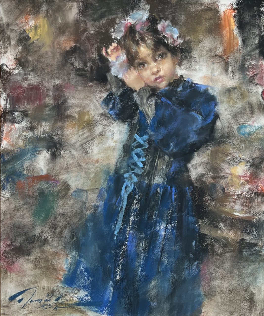 Ramon Kelley Little Girl In Blue figure figurative portrait pastel painting