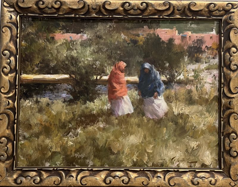 Ramon Kelley Taos New Mexico figure women landscape western oil painting framed