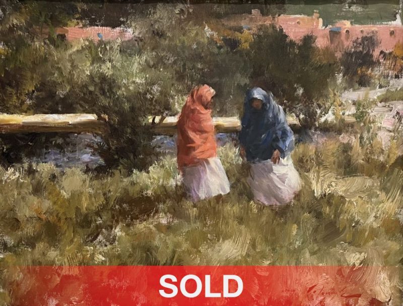 Ramon Kelley Taos New Mexico figure women landscape western oil painting sold