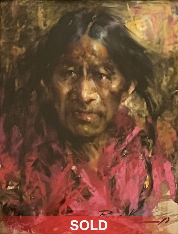 Ramon Kelley Taos Indian Native American portrait figurative figure western oil painting sold