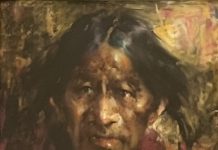 Ramon Kelley Taos Indian Native American portrait figurative figure western oil painting