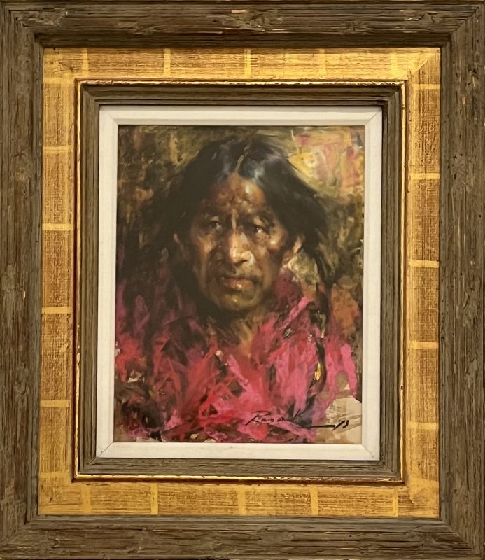 Ramon Kelley Taos Indian Native American portrait figurative figure western oil painting framed