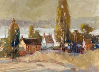 Ted Goerschner Road To Hon Fleur France buildings cottage house farm architecture landscape oil painting