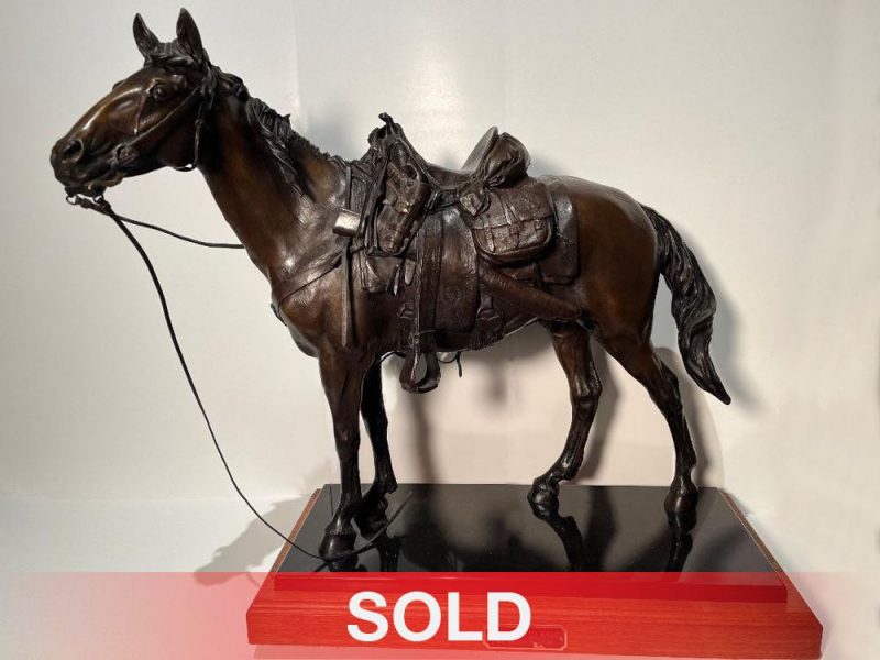 James Muir They Served Well horse saddle western bronze sculpture sold