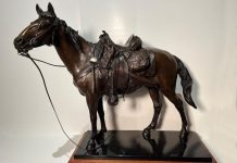 James Muir They Served Well horse saddle western bronze sculpture