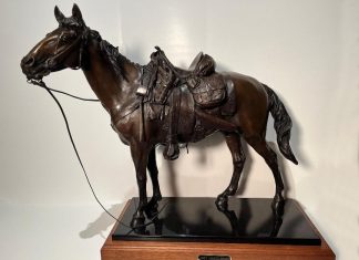 James Muir They Served Well horse saddle western bronze sculpture