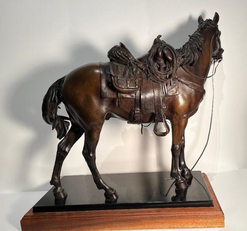James Muir They Served Well horse saddle western bronze sculpture back