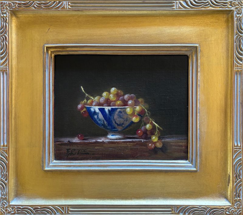 Elizabeth Robbins Your Cup Overfloweth still life stillife oil painting fruit grapes framed