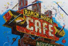 Chuck Middlekauff Fire Station Ranch House Cafe Route 66 Mexican Food Pop Art acrylic on canvas painting