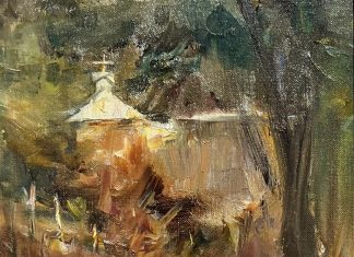 Laura Robb Just Off The High Road architectural architecture wall oil painting