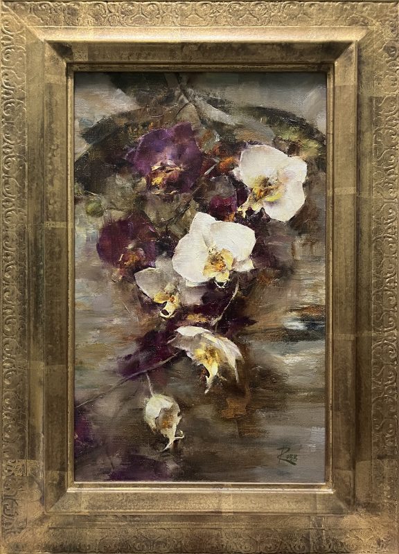 Laura Robb Orchids flowers floral still-life oil painting framed