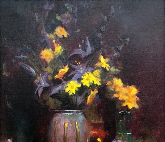 William Schneider Daises & Copper Vase stillife floral flowers still life oil painting