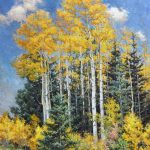 Daniel Mundy Aspens Near Santa Fe New Mexico fall autumn birch aspen landscape oil painting sold