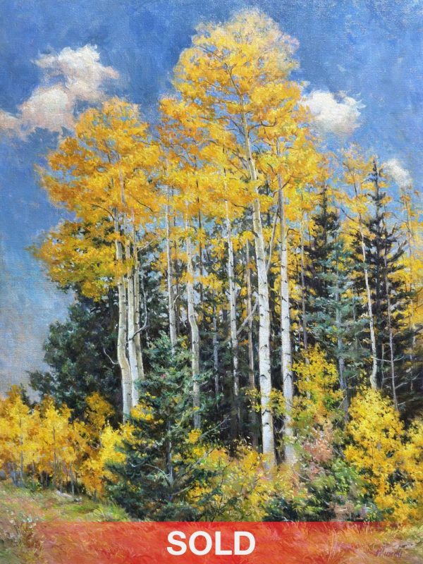 Daniel Mundy Aspens Near Santa Fe New Mexico fall autumn birch aspen landscape oil painting sold