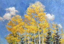 Daniel Mundy Aspens Near Santa Fe New Mexico fall autumn birch aspen landscape oil painting