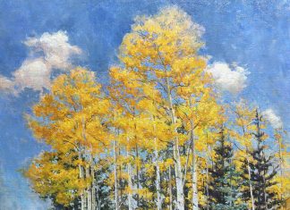 Daniel Mundy Aspens Near Santa Fe New Mexico fall autumn birch aspen landscape oil painting