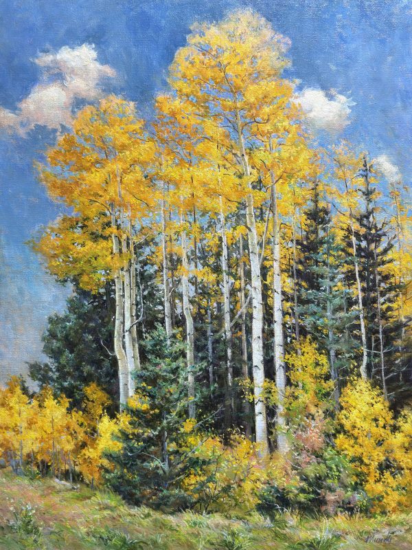 Daniel Mundy Aspens Near Santa Fe New Mexico fall autumn birch aspen landscape oil painting