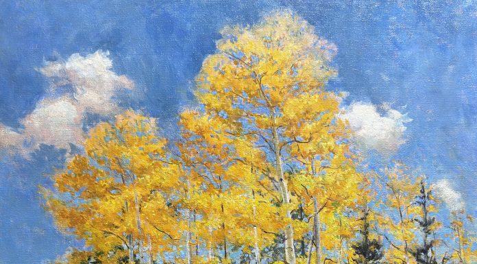 Daniel Mundy Aspens Near Santa Fe New Mexico fall autumn birch aspen landscape oil painting